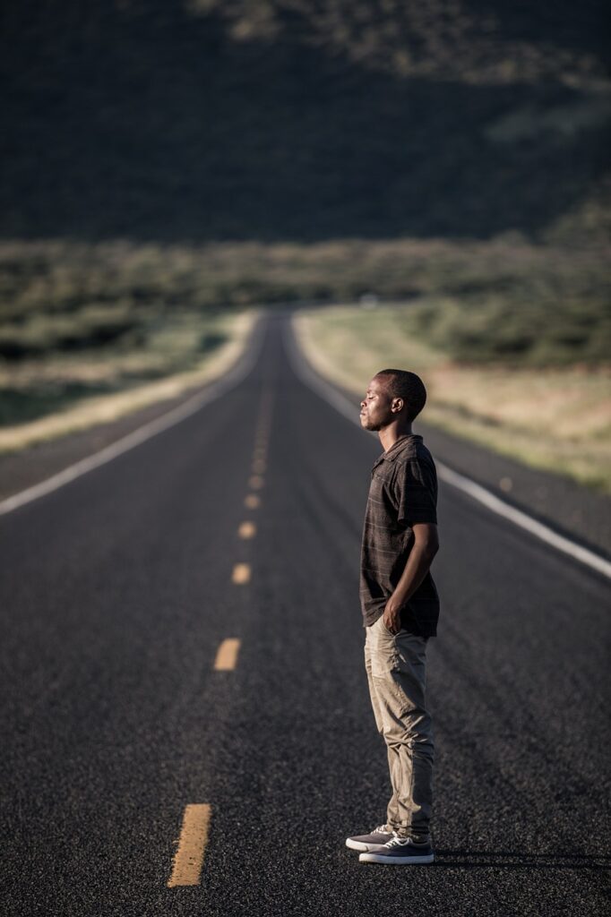 man, road, african