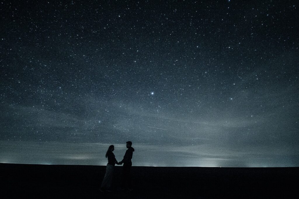 couple, love, stars