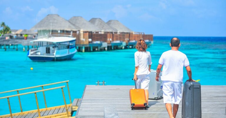 Man and Woman Walks on Dock