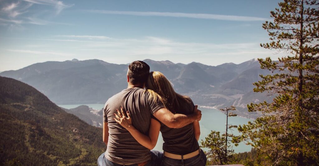 Man and Woman Sitting on Bench