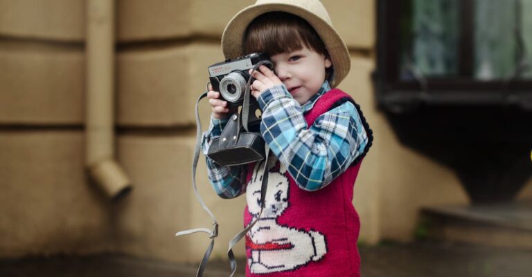 Toddler in Preppy Look Outfit Taking Photo