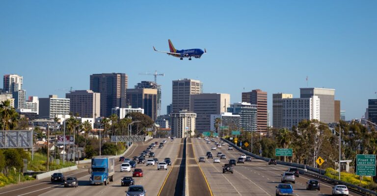 Plane over a Freeway