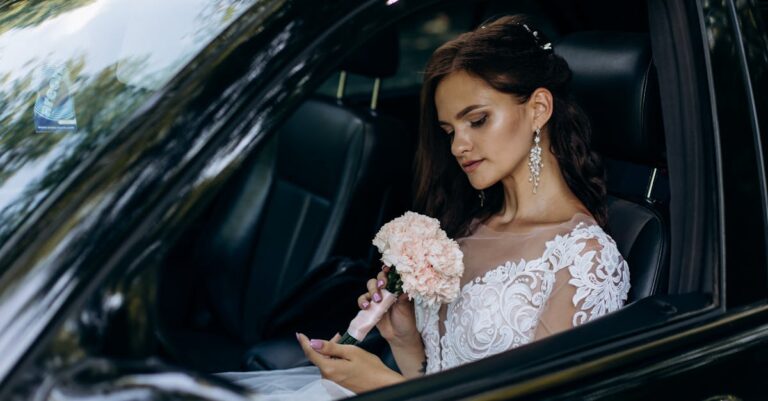 Bride Sitting in a Car