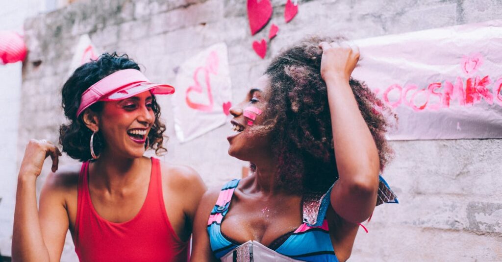 Two Women Laughing at Each Other