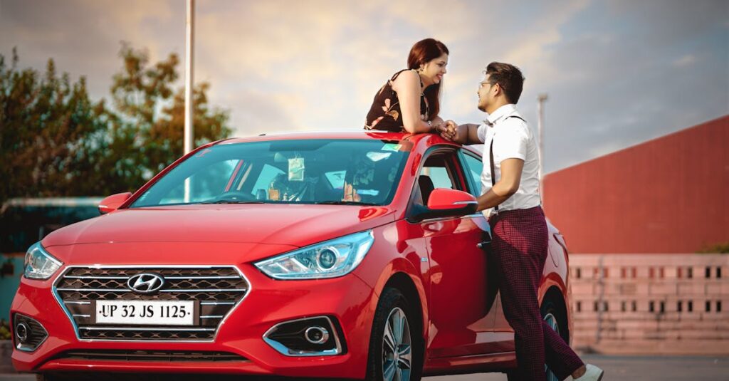 Man And Woman On A Car