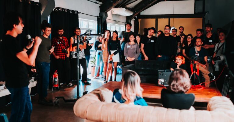 Group of People Standing Inside Room