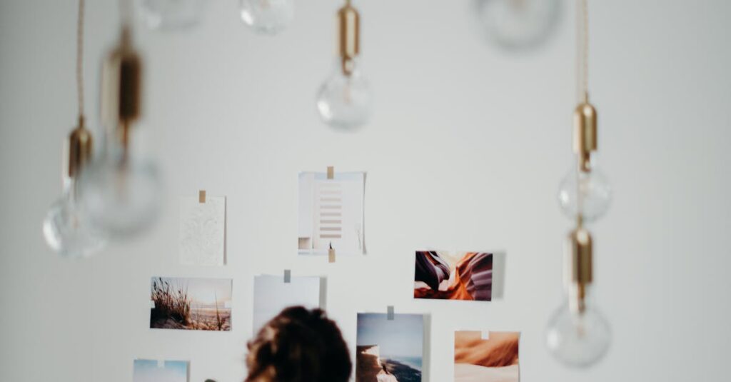 Woman Wearing White Blouse Looking on Photos