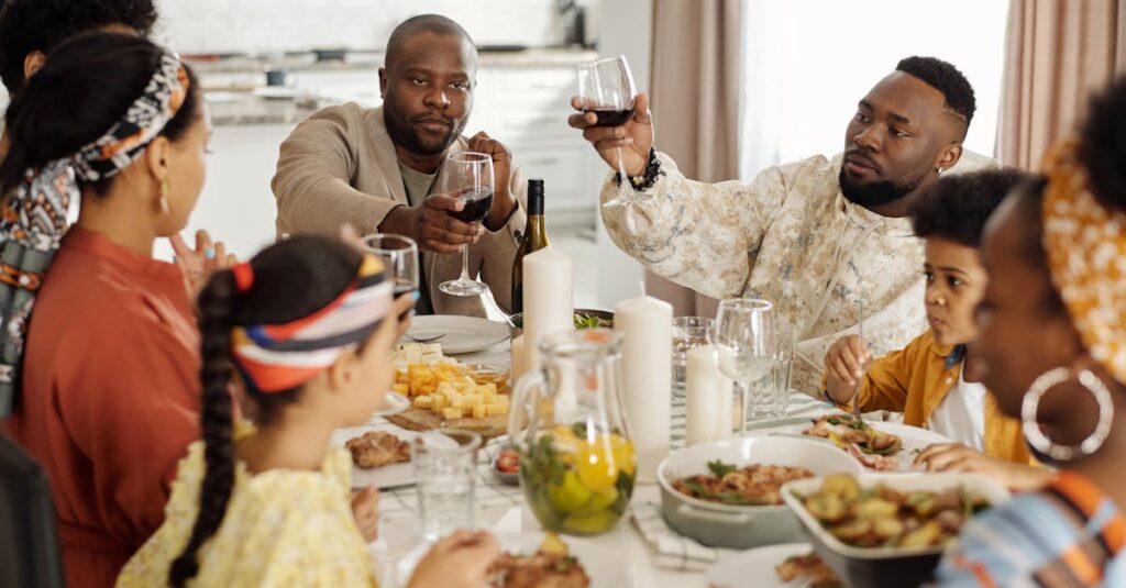 Family Having Dinner and Celebrating