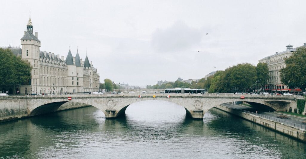 White Concrete Bridge over River