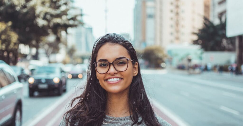 Woman Wearing Black Eyeglasses