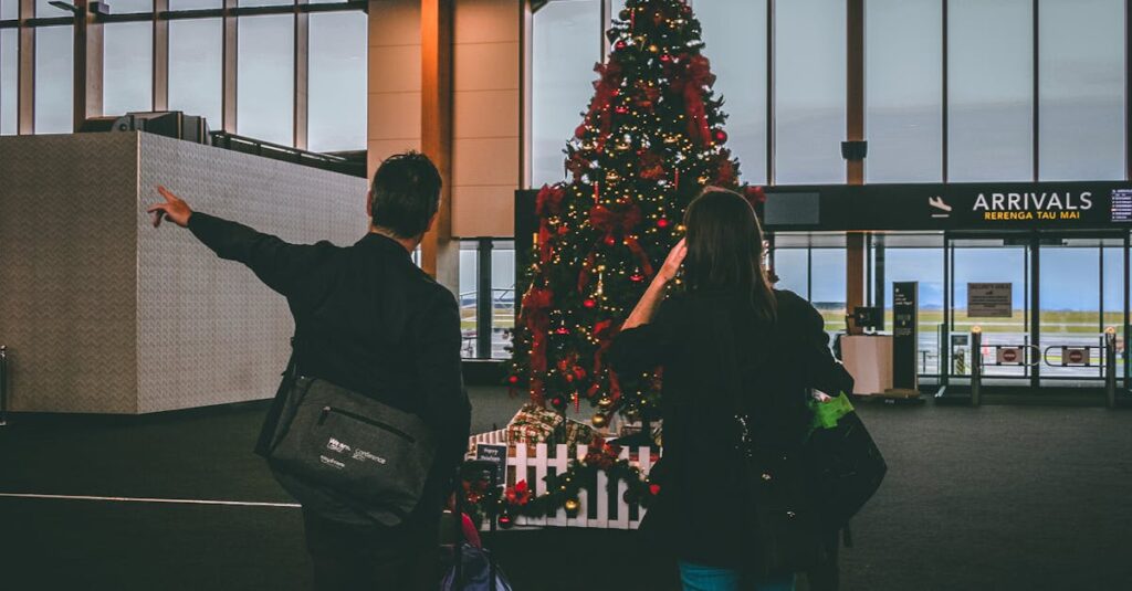 Man and Woman Staring at Christmas Tree