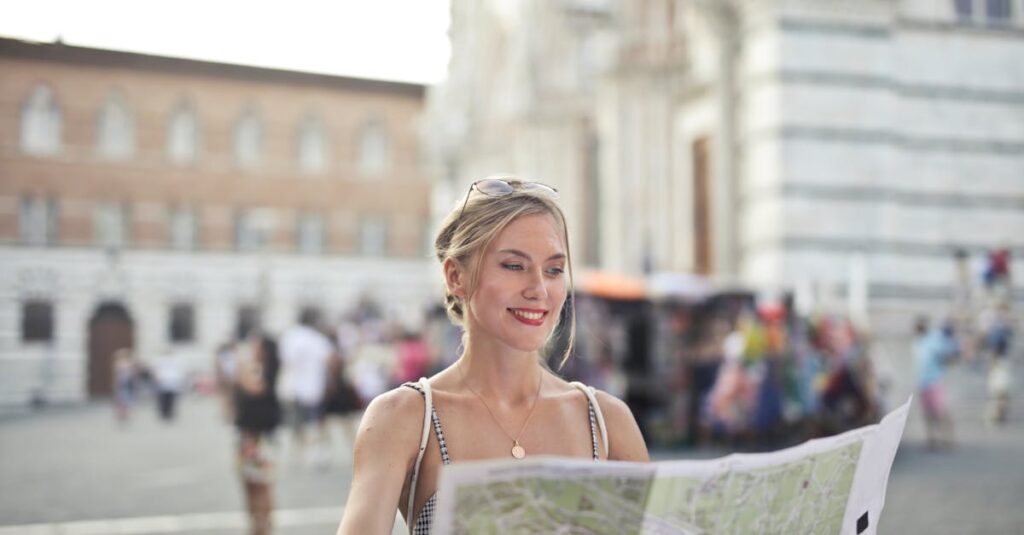 Woman Holding A Map Looking For Next Destination