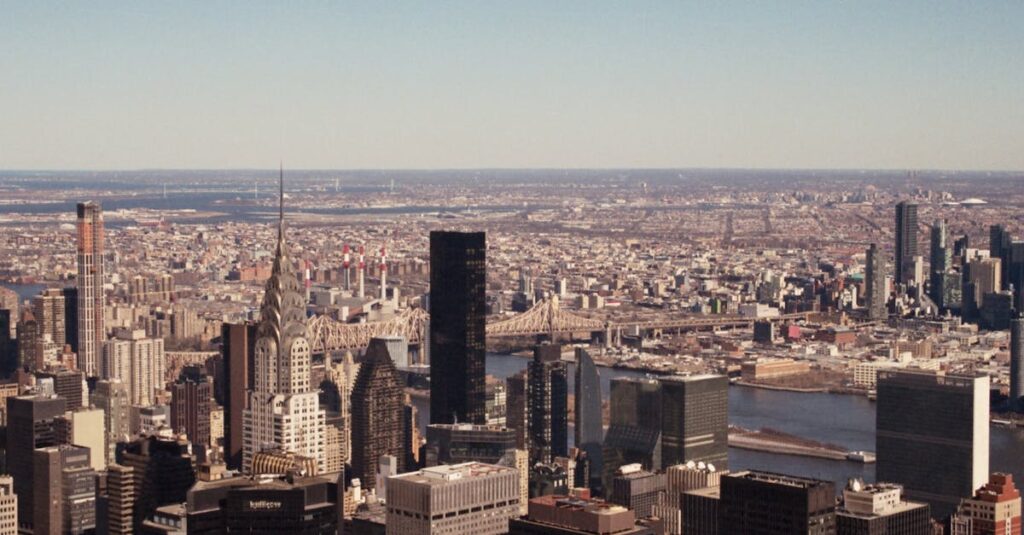 An Aerial View of the Famous Skyscrapers in New York City, USA