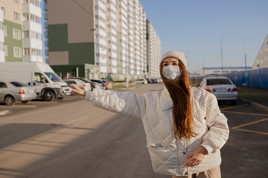 woman, young, road