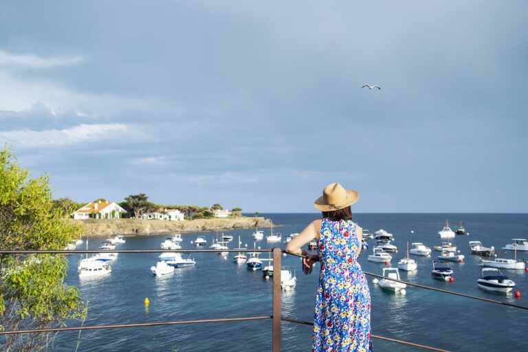 woman, port, sea