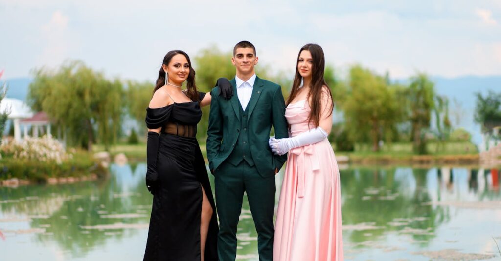 People Standing by a Lake