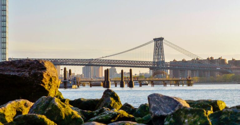 Williamsburg Bridge at Sunrise Over East River, NYC