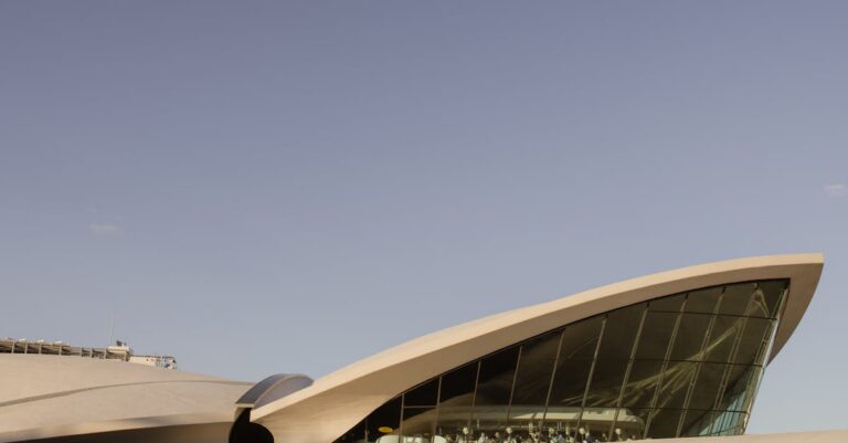 Explore the architectural marvel of the TWA Flight Center at New York's JFK Airport.