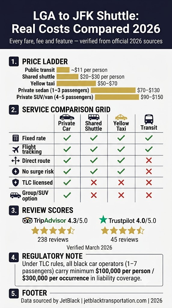 Infographic affordable airport shuttle from lga to jfk