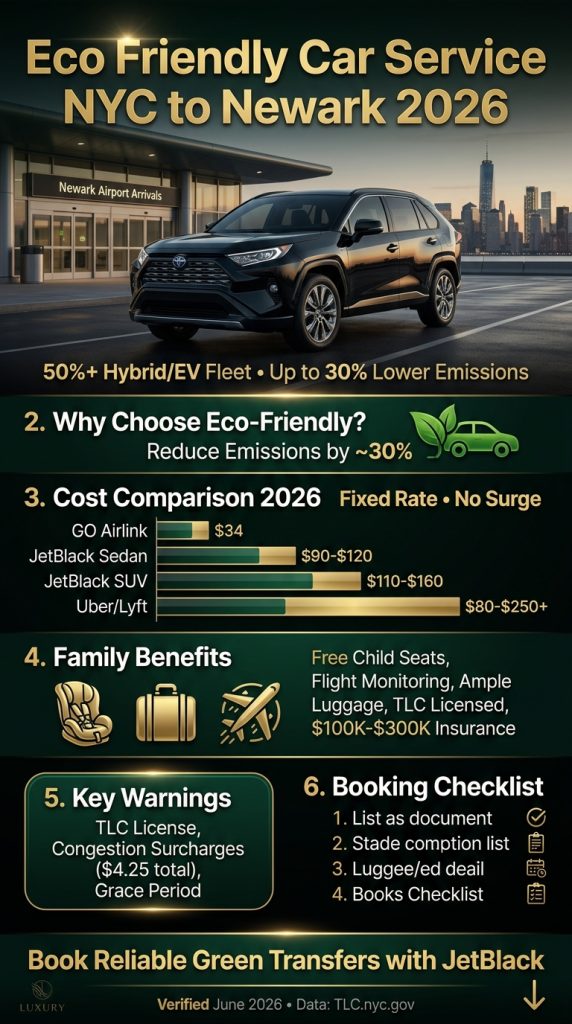 Eco Friendly Car Service Nyc To Newark Comparison Infographic Black Car Hybrid Rideshare Shuttle