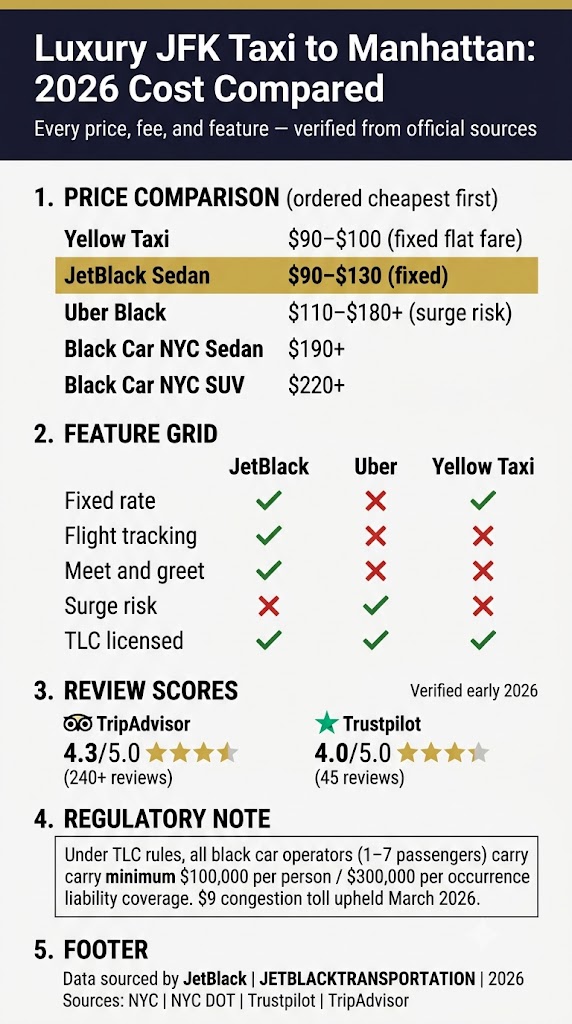 Infographic luxury jfk taxi to manhattan