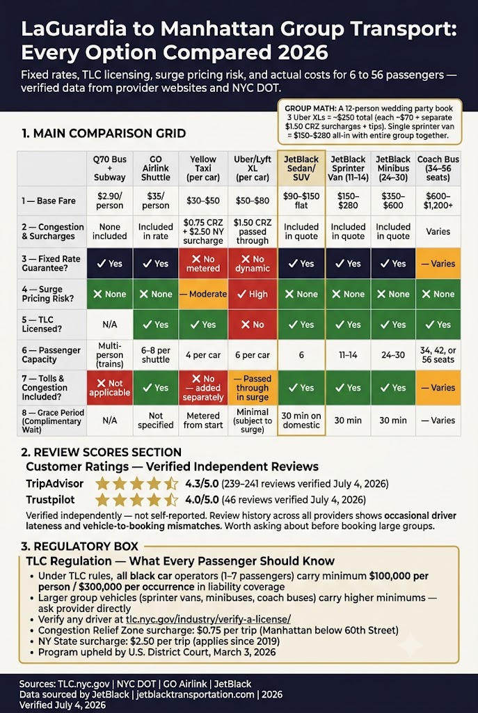 Infographic Transportation From Laguardia To Midtown Manhattan For Groups