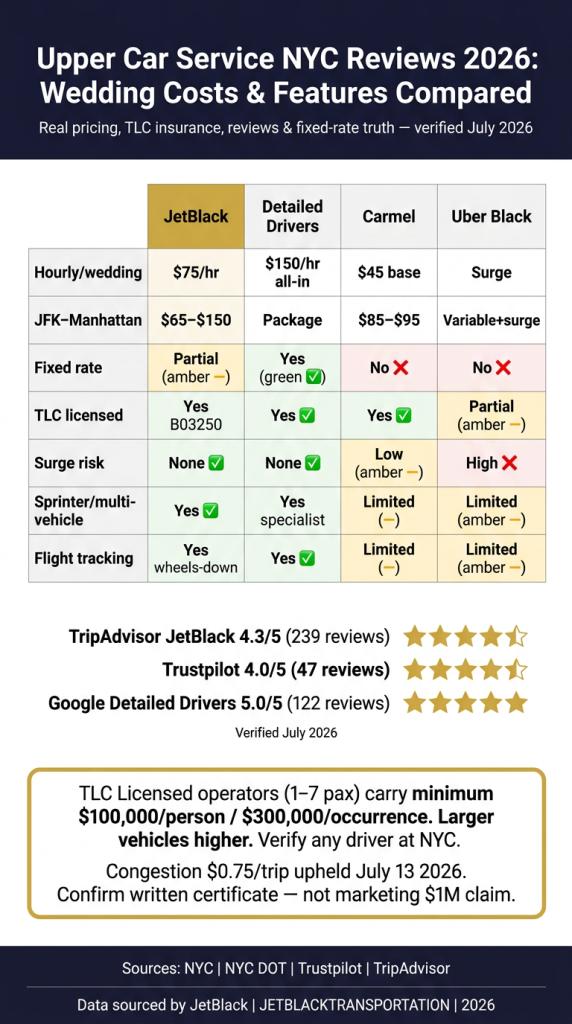 NYC wedding transportation landscape infographic upper car service nyc reviews 2026